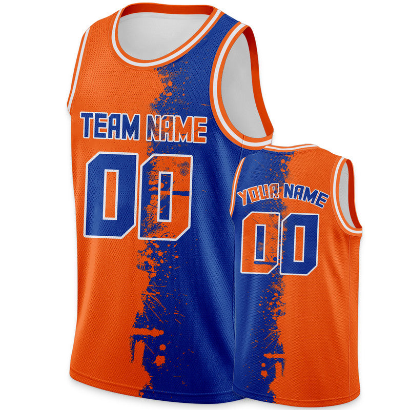 Custom Orange Royal-White Authentic Spilt Fashion Basketball Jersey