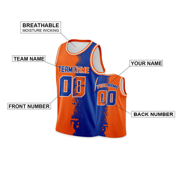 Custom Orange Royal-White Authentic Spilt Fashion Basketball Jersey