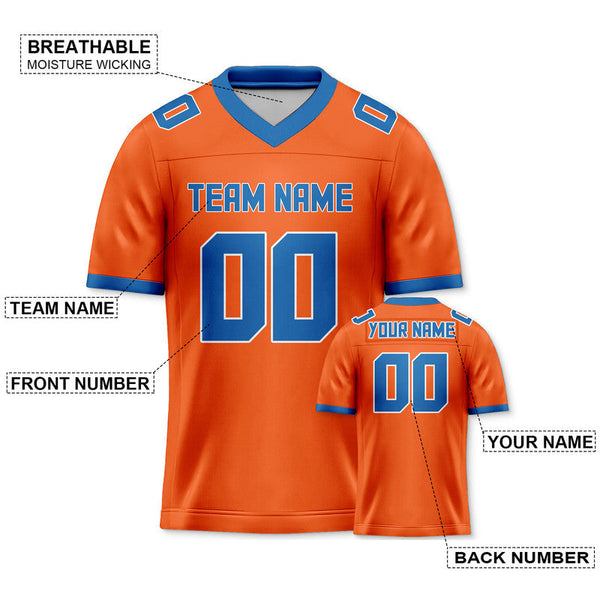 Custom Orange Powder Blue Mesh Authentic Football Jersey