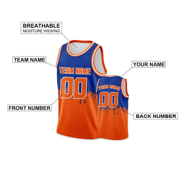 Custom Royal Orange-White Authentic Spilt Fashion Basketball Jersey