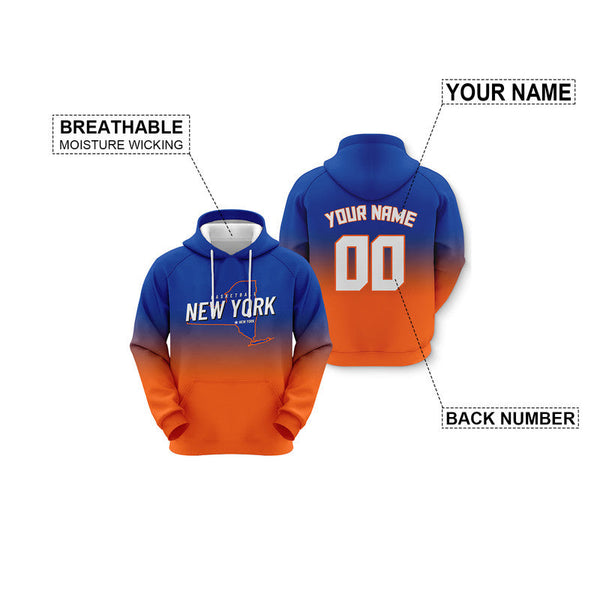 Custom Sports Pullover Sweatshirt Basketball Split State Map New York Fashion Hoodie