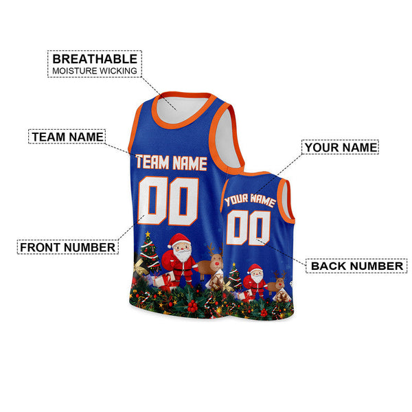 Christmas Day Custom Royal White-Orange Santa Claus Authentic Basketball Jersey