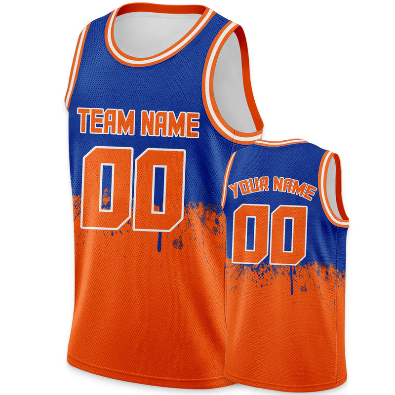 Custom Royal Orange-White Authentic Spilt Fashion Basketball Jersey