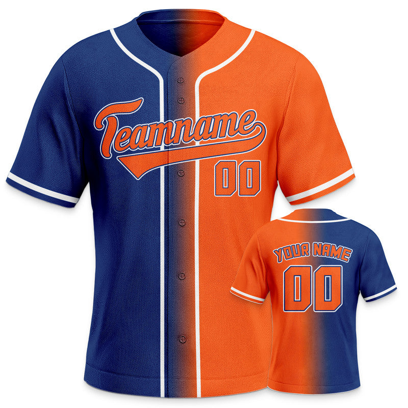 Custom Royal Orange-White Authentic Split Fashion Baseball Jersey