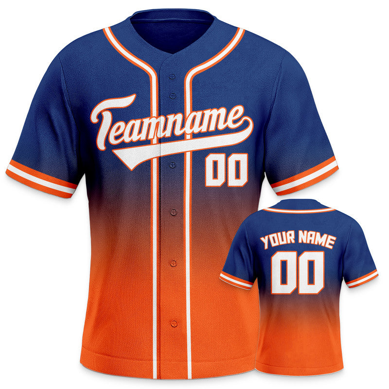 Custom Royal Orange-White Authentic Fade Fashion Baseball Jersey