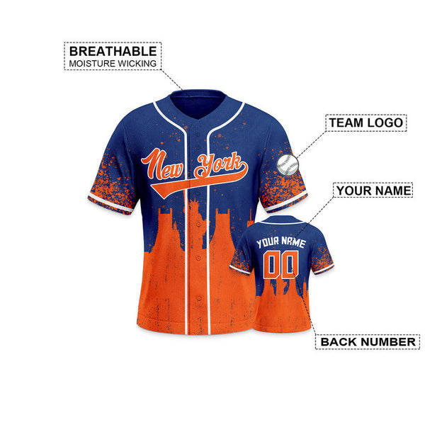 Custom 3D Graffiti Royal Orange-White Authentic Baseball  Silhouette Jersey