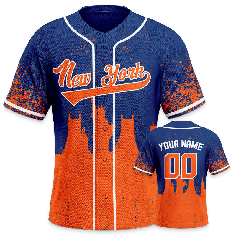 Custom 3D Graffiti Royal Orange-White Authentic Baseball  Silhouette Jersey