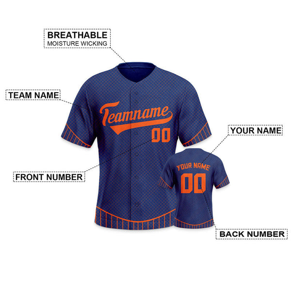 Custom Navy Orange Creative  Cool Concept Authentic Baseball Jersey