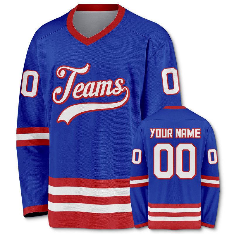 Custom Royal White-Red Authentic Hockey Jersey