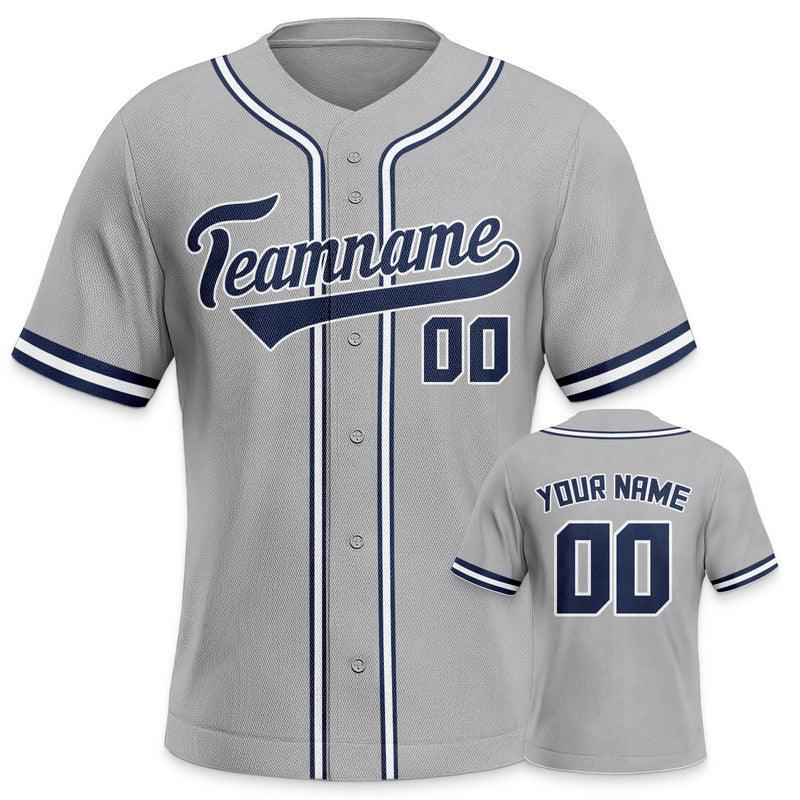 Custom Gray Navy-White Authentic Baseball Jersey