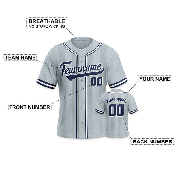 Custom Gray Navy-White Creative  Cool Concept Authentic Baseball Jersey