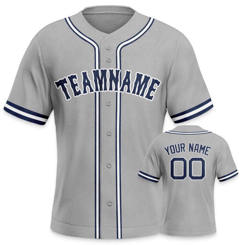 Custom Gray Navy-White Authentic Baseball Jersey-2