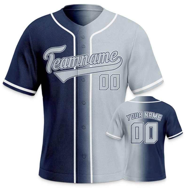 Custom Navy Gray-White Authentic Split Fashion Baseball Jersey