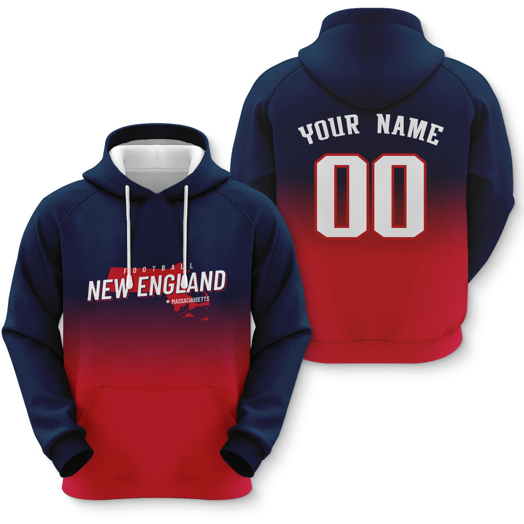 Custom Sports Pullover Sweatshirt City New England Map Split Fashion Football Hoodie