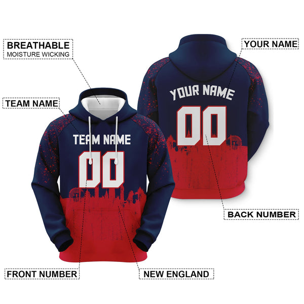 Custom Sports Pullover Sweatshirt Graffiti City New England Fashion Football Hoodie