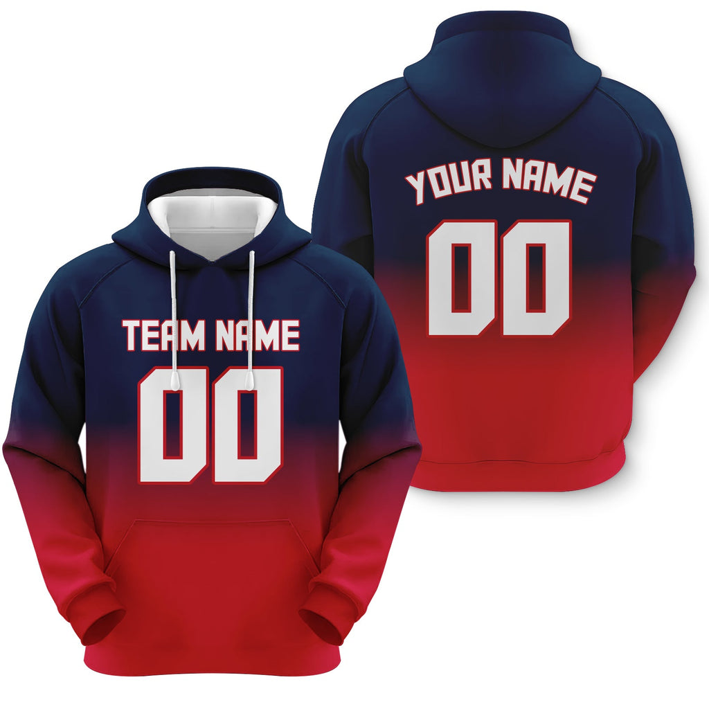 Custom Navy White-Red Sports Pullover Sweatshirt Split Fashion Football Hoodie