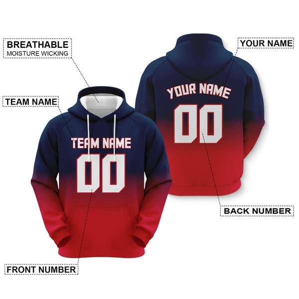 Custom Navy White-Red Sports Pullover Sweatshirt Split Fashion Football Hoodie