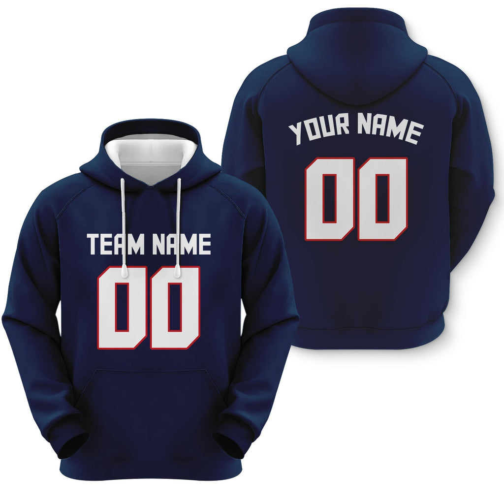 Custom Navy White-Red Sports Pullover Sweatshirt Football Hoodie