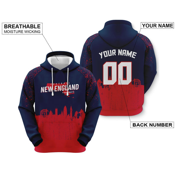 Custom Sports Pullover Sweatshirt Football Graffiti City Map New England Fashion Hoodie