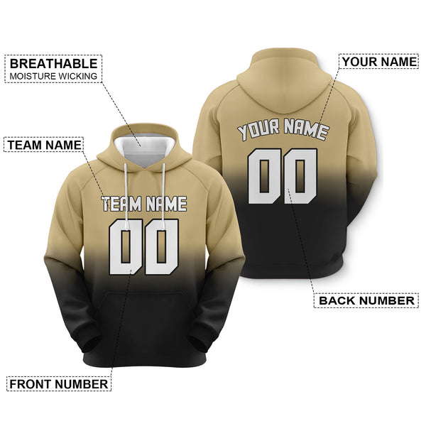 Custom Old Gold White-Black Sports Pullover Sweatshirt Split Fashion Football Hoodie