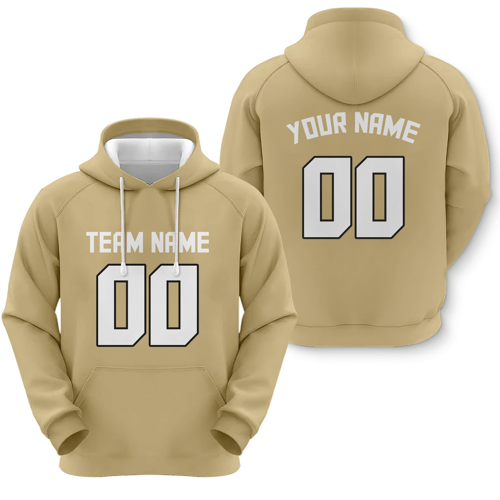 Custom Old Gold White-Black Sports Pullover Sweatshirt Football Hoodie