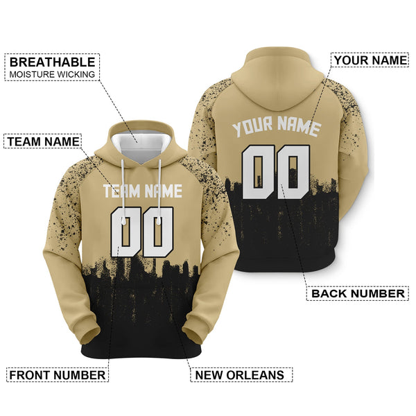 Custom Sports Pullover Sweatshirt Graffiti City New Orleans Fashion Football Hoodie