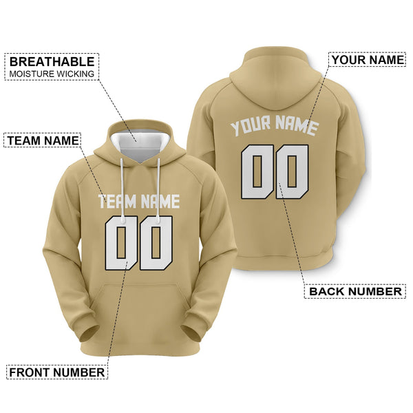 Custom Old Gold White-Black Sports Pullover Sweatshirt Football Hoodie