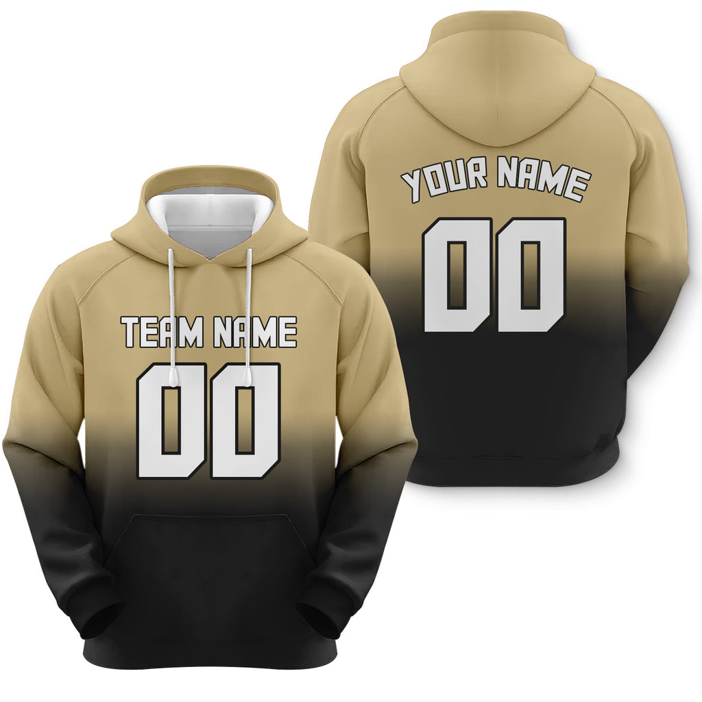 Custom Old Gold White-Black Sports Pullover Sweatshirt Split Fashion Football Hoodie