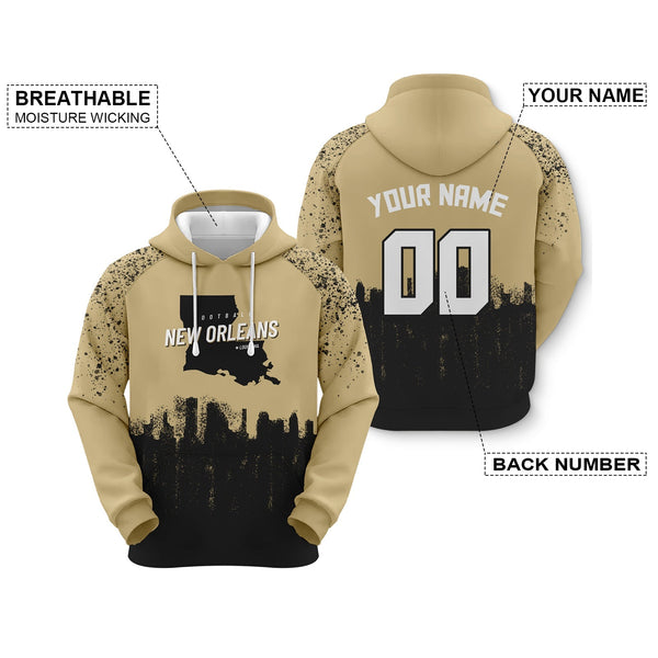 Custom Sports Pullover Sweatshirt Football Graffiti City Map New Orleans Fashion Hoodie