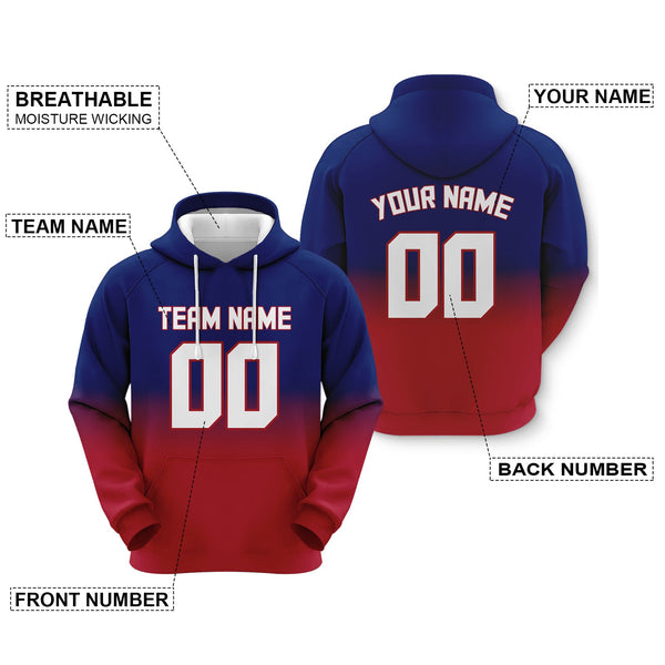 Custom Royal White-Red  Sports Pullover Sweatshirt Split Fashion Football Hoodie