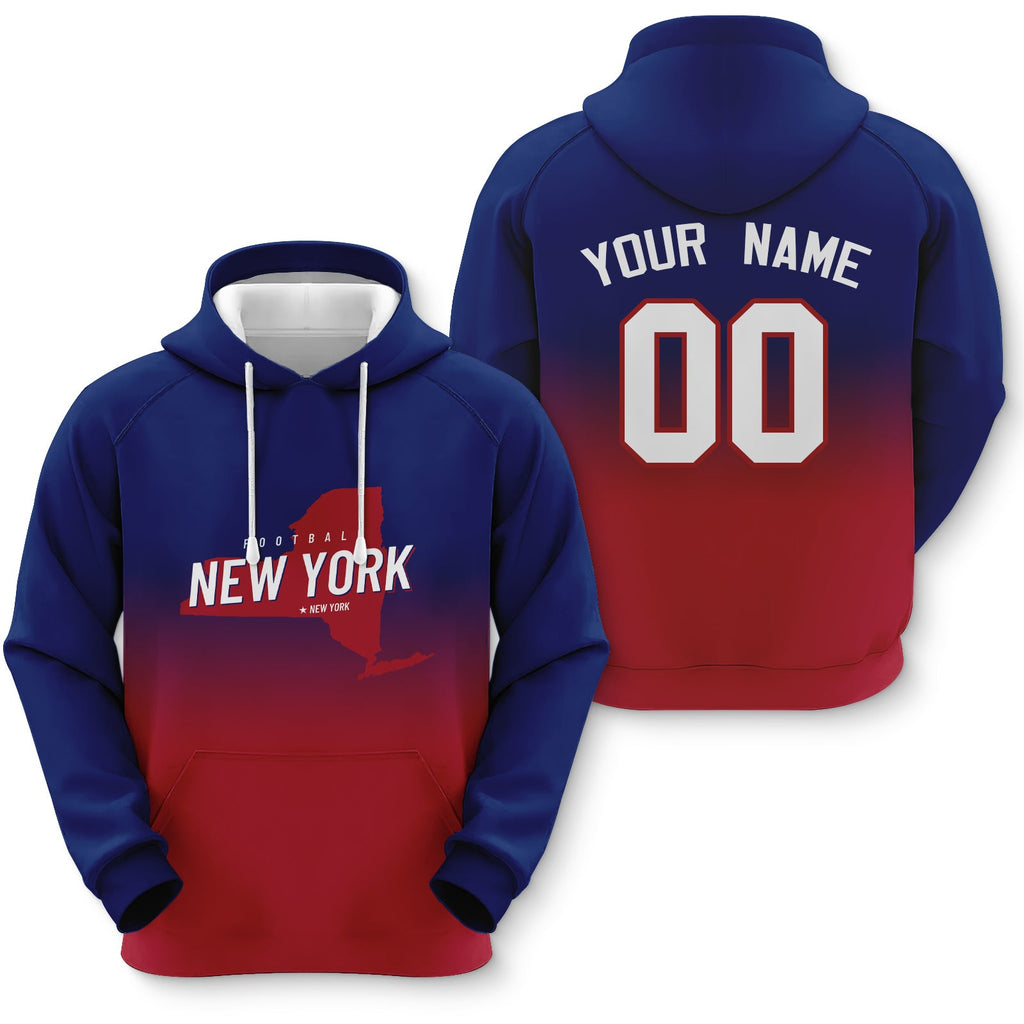 Custom Sports Pullover Sweatshirt City New York Map Split Fashion Football Hoodie