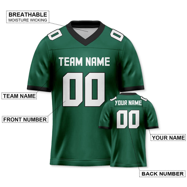 Custom Green White-Black Authentic Football Jersey