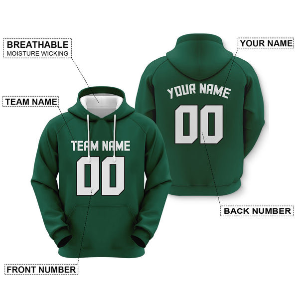 Custom Green White-Black Sports Pullover  Sweatshirt Football Hoodie