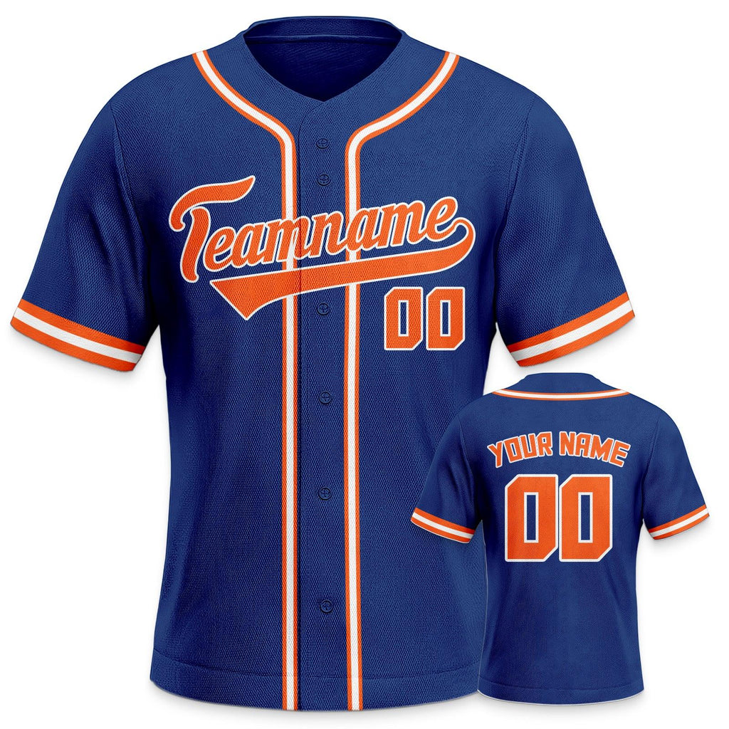 Custom Royal Orange-White Authentic Classic Baseball Jersey