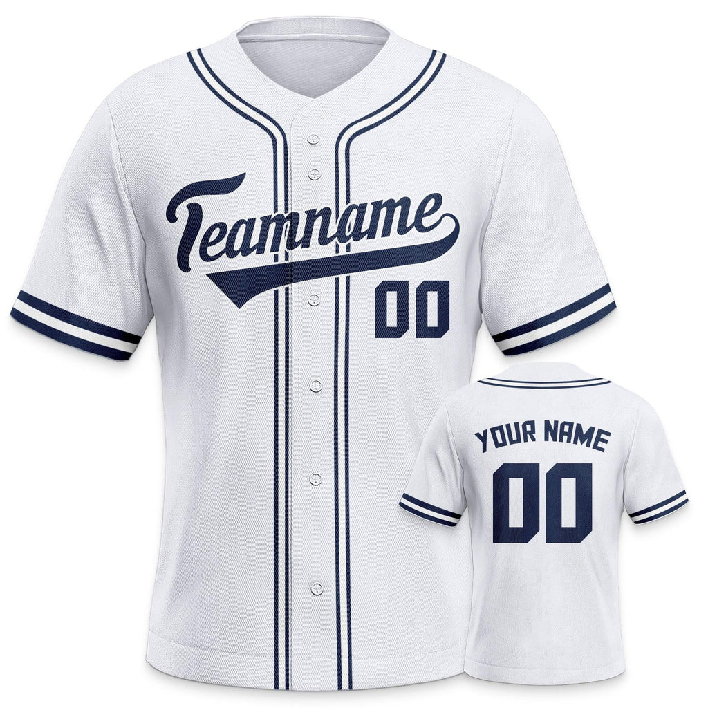 Custom White Navy-White Authentic Classic Baseball Jersey