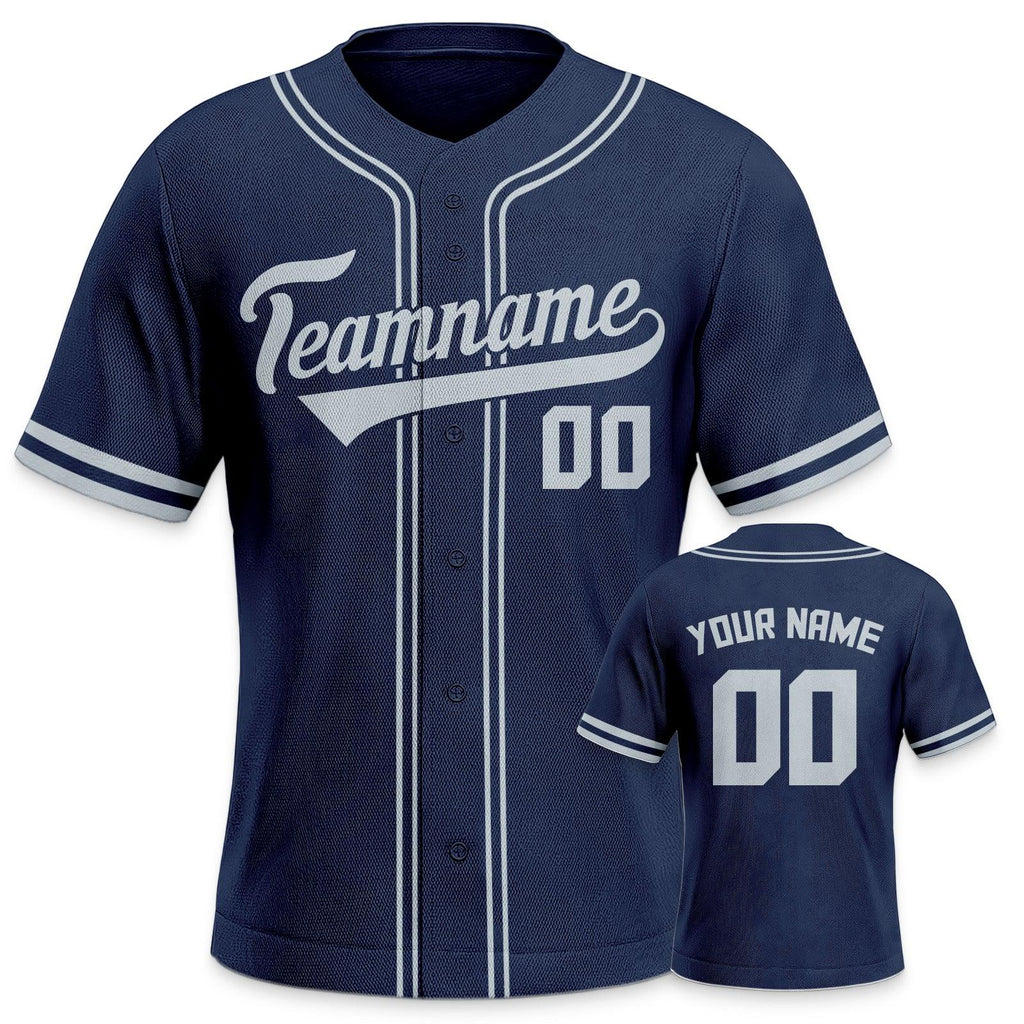 Custom Navy Gray-Navy Authentic Classic Baseball Jersey