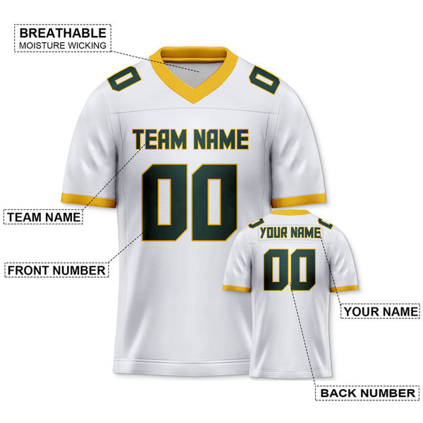 Custom White Kelly Green-Yellow Mesh Authentic Football Jersey