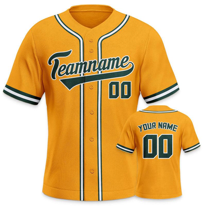 Custom Gold Kelly Green-White Authentic Baseball Jersey