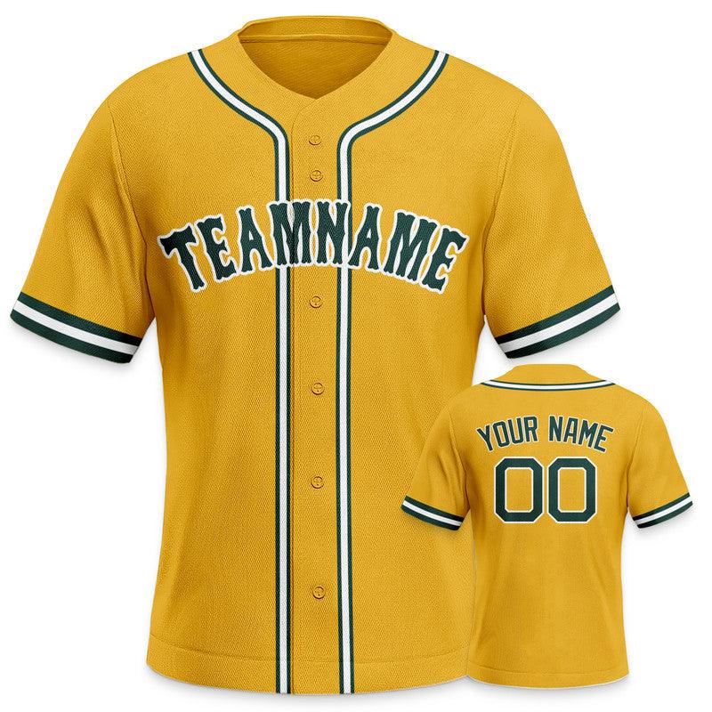 Custom Gold Kelly Green-White Authentic Baseball Jersey-2