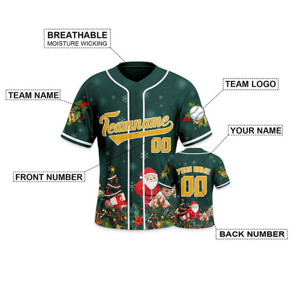 Christmas Day Custom Kelly Green Gold-White Santa Claus Authentic Baseball Jersey