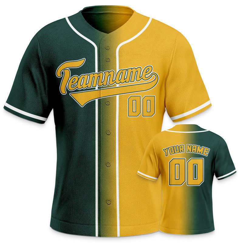 Custom Gold Kelly Green-White Authentic Split Fashion Baseball Jersey-2