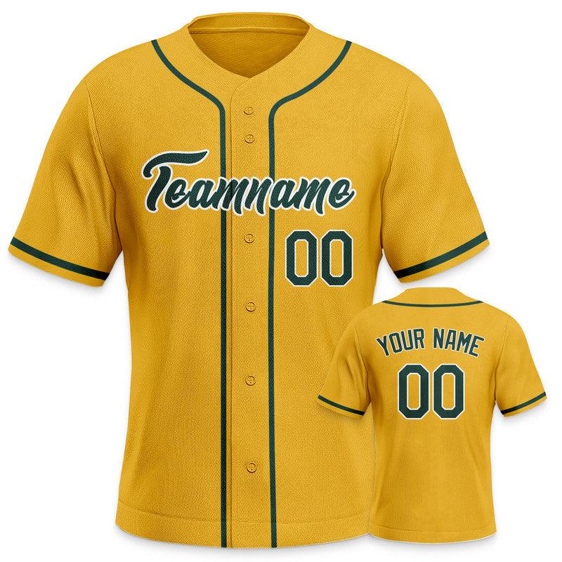 Custom Gold Kelly Green-White Authentic Baseball Jersey-3