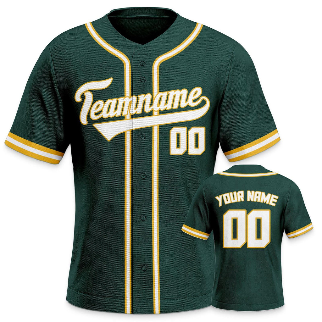 Custom Kelly Green White-Gold Authentic Classic Baseball Jersey