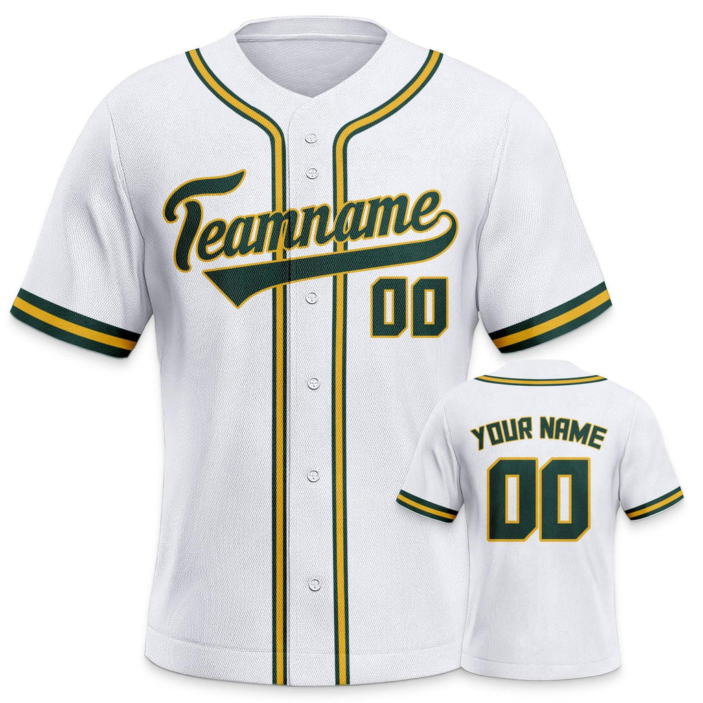 Custom White Kelly Green-Gold Authentic Classic Baseball Jersey