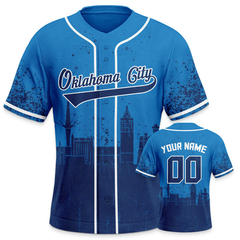 Custom 3D Graffiti Powder Blue Navy-White Authentic Baseball Silhouette Jersey