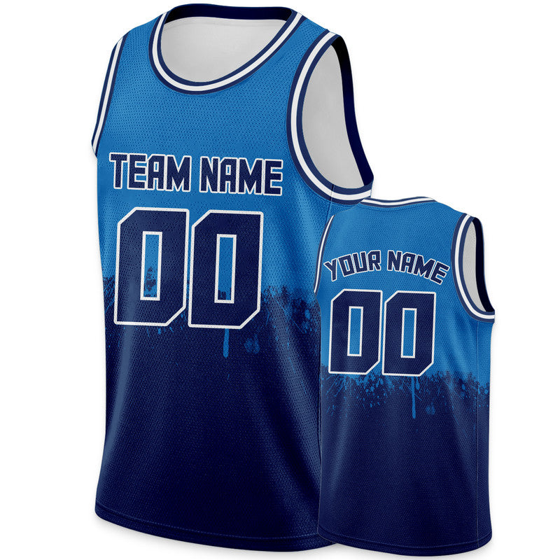 Custom Powder Blue Navy-White Authentic Spilt Fashion Basketball Jersey