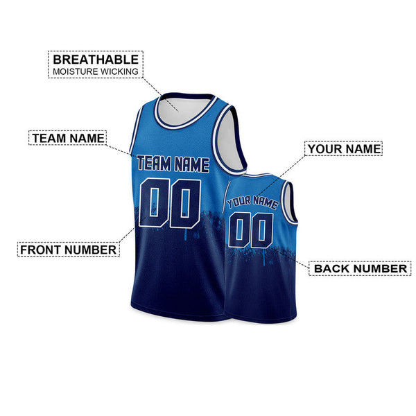 Custom Powder Blue Navy-White Authentic Spilt Fashion Basketball Jersey