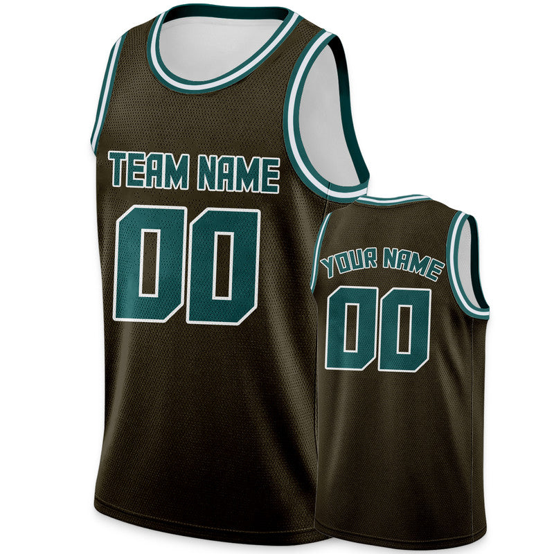 Custom Olive Aqua Round Neck Rib-Knit Basketball Jersey