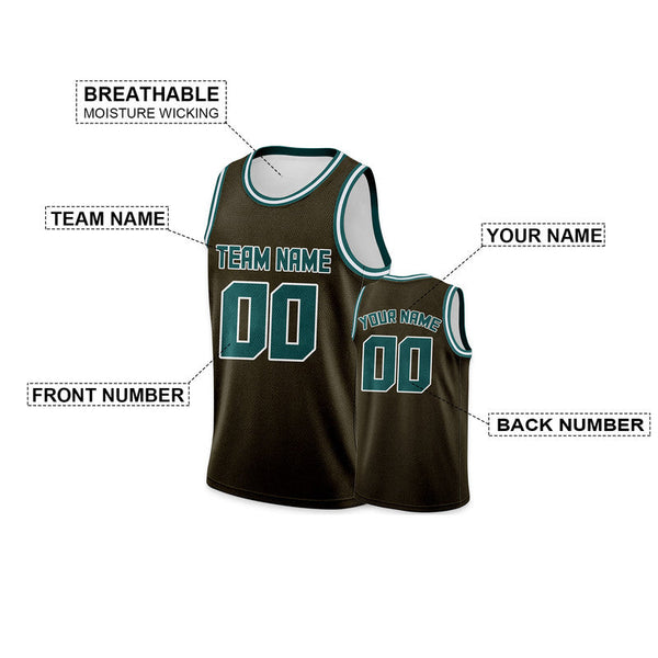 Custom Olive Aqua Round Neck Rib-Knit Basketball Jersey