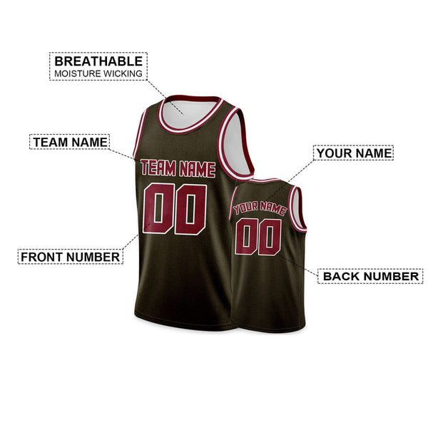 Custom Olive Crimson Round Neck Rib-Knit Basketball Jersey